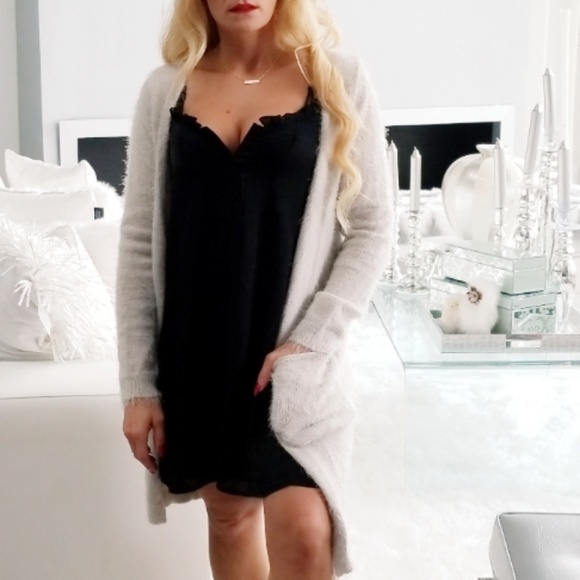 Fuzzy Knit Cardigan Beige - Picture 3 of 4